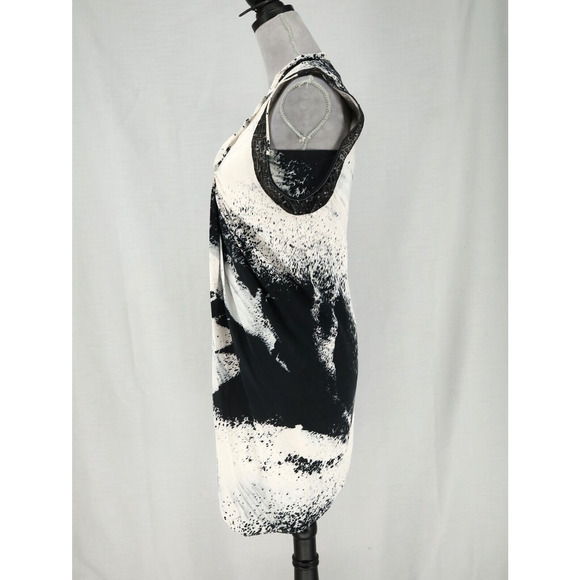 Sachin and Babi Ankasa Dress Womens 4 Ivory Black Silk Lined Sequins Shift Pleat - Picture 13 of 14